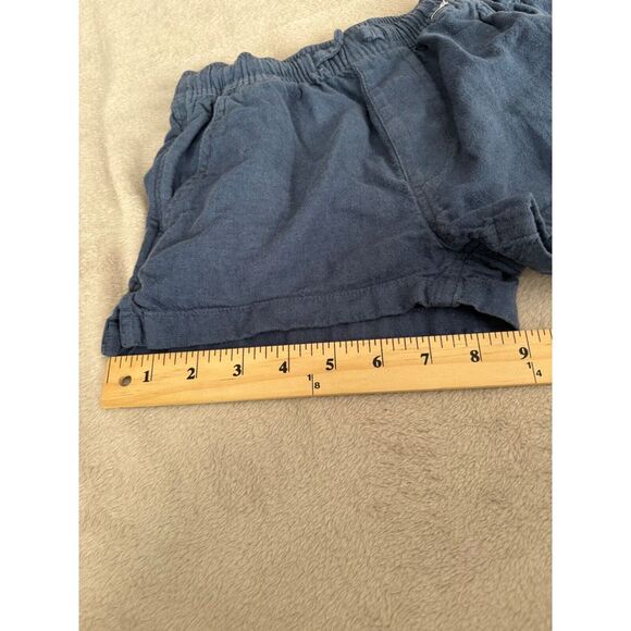Abercrombie Kids Shorts Girls 5/6 Blue Uniform Linen Blend Navy Cuffed Pull‎ On - Picture 5 of 8